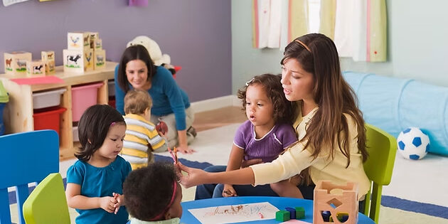 Woman in training for childcare